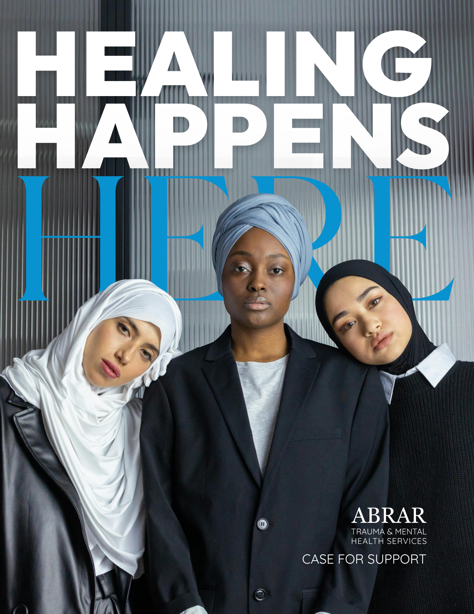 Healing Happens Here campaign cover showing three women standing together